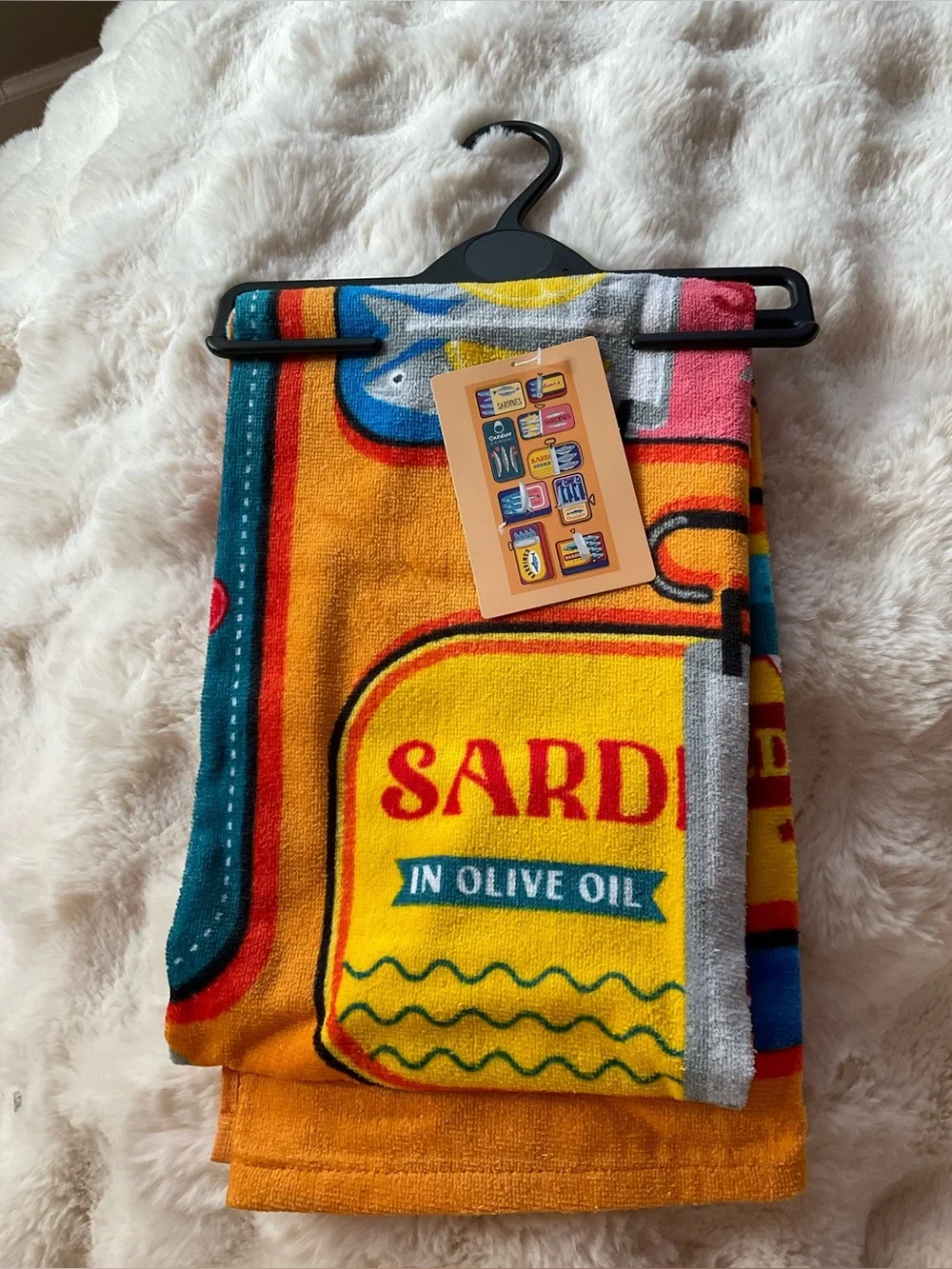 NWT Sardines Printed XL Beach Towel, multicolored